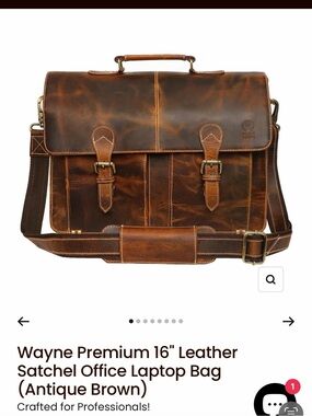 Wayne‎ 16" Leather Laptop Satchel - Antique Brown